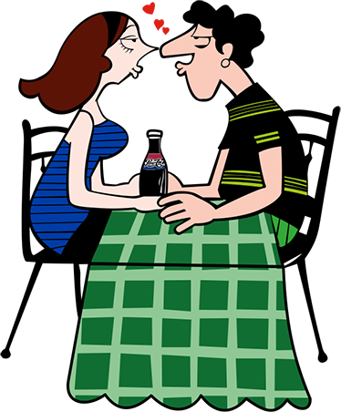 Wandfarbe - Pareja Cenando Dibujo Png (374x452)