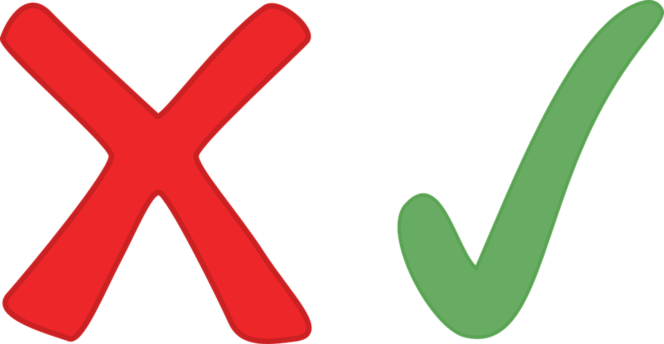 Right, Wrong, Red, Green, Icon - Right And Wrong Symbols (960x498)