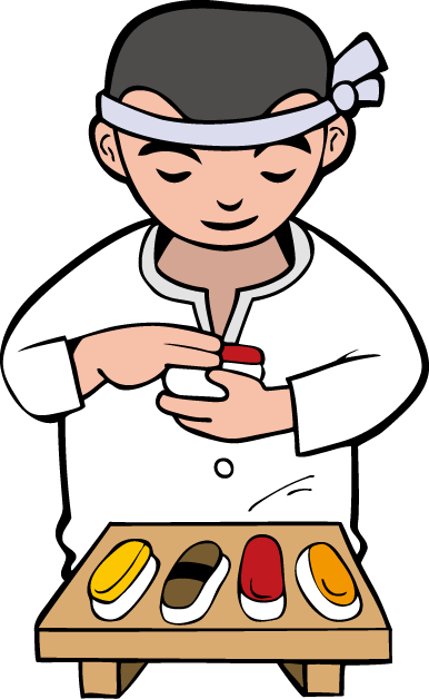 Illustration Of Japanese Food Raw Shrimp Nigiri Sushi - Sushi Chef Manga (386x628)