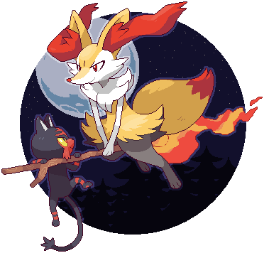 Braixen Litten By Siraquakip - Braixen And Litten (372x356)