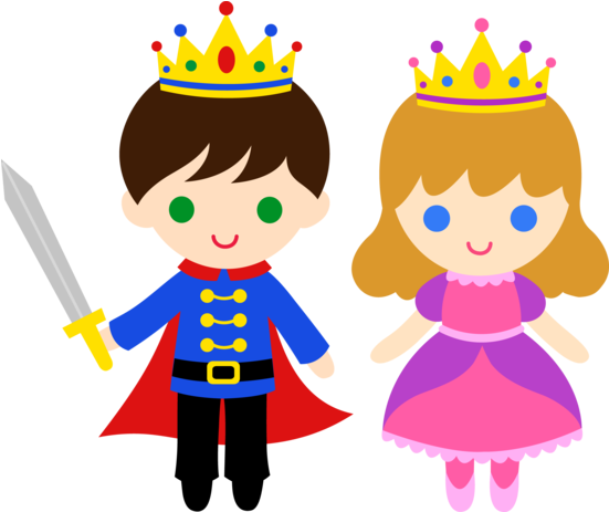 Free Clip Art Of A Cute Little Prince And Princess - Princess And Prince Cartoon (700x504)