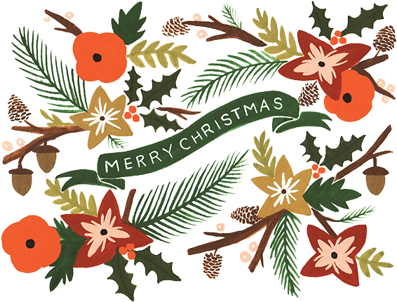 Christmas Garland By Rifle Paper Co - Rifle Paper Holiday Cards (598x462)