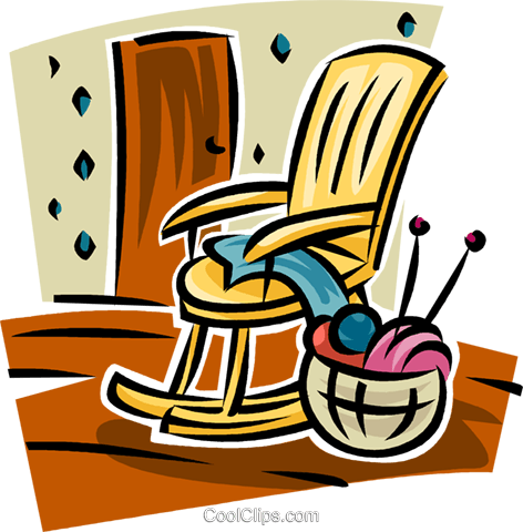 Rocking Chair And Yarn Royalty Free Vector Clip Art - Rocking Chair And Yarn Royalty Free Vector Clip Art (472x480)