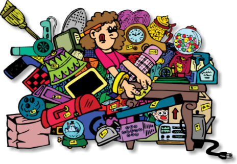 Garage Clutter Clipart - Cluttered House Clip Art (464x321)