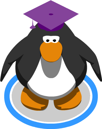 Purple Graduation Cap In-game - Club Penguin 10th Anniversary Hat (340x431)