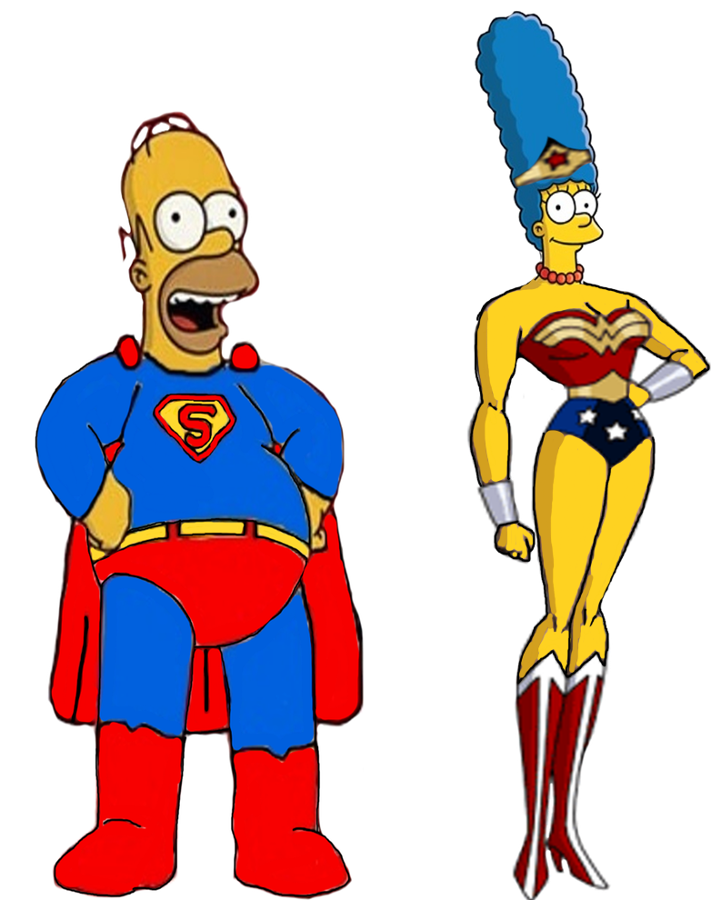 Superhomer And Wonder Marge By Darthraner83 - Wonder Woman Justice League (782x990)