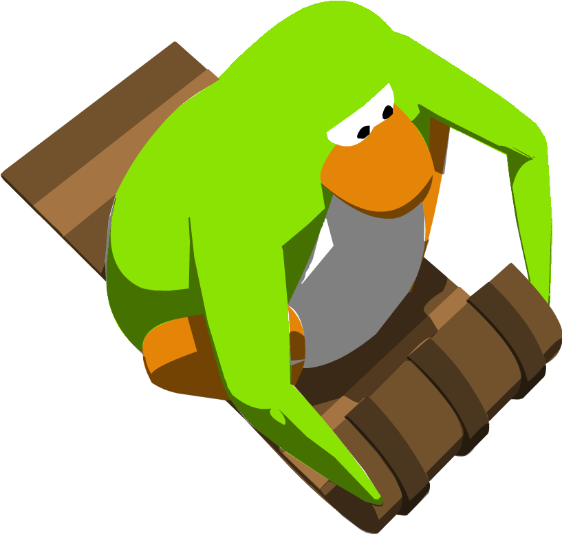 Lime Green Penguin Toboggan - Club Penguin Sled Race (1000x1000)