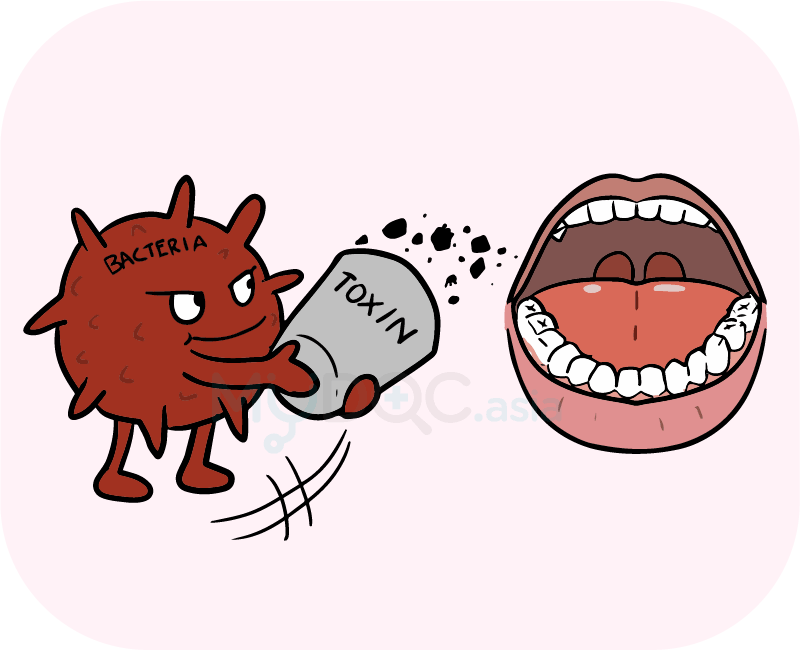 Bacteria Releasing Toxins In The Mouth - Bacteria Toxin Cartoon (800x650)
