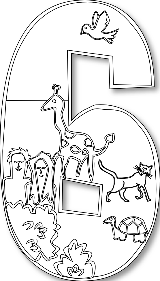 Creation Day 6 Number Ge 1 Black White Line Art Scalable - Day 6 Of Creation Coloring Page (555x976)