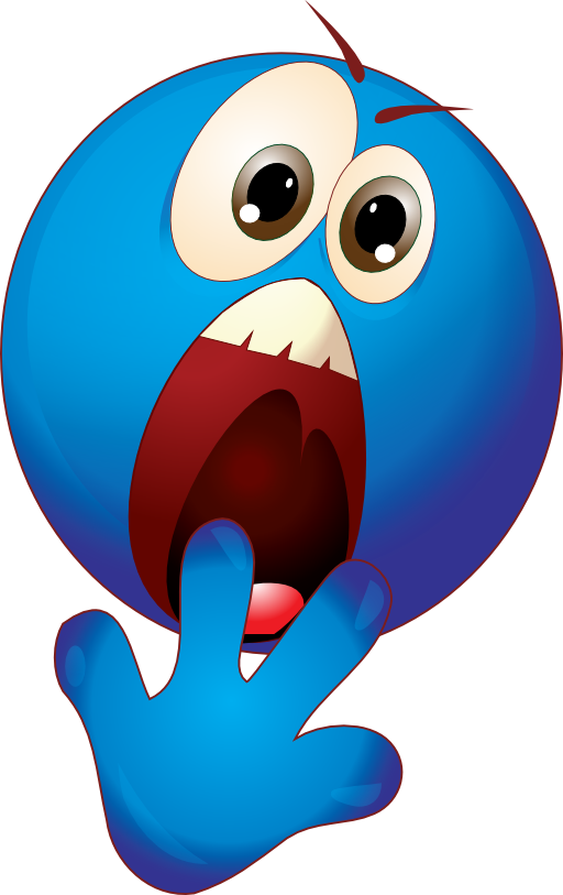 Smiley Terrified Blue Emoticon Clipart - وجه مرعوب (512x813)