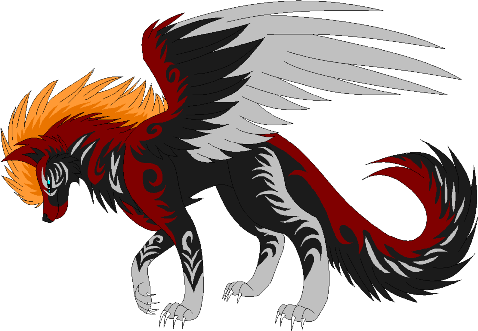Adoptible For Wolfhome By Shadowgodofart - Anime Fire Wolves With Wings (1024x709)