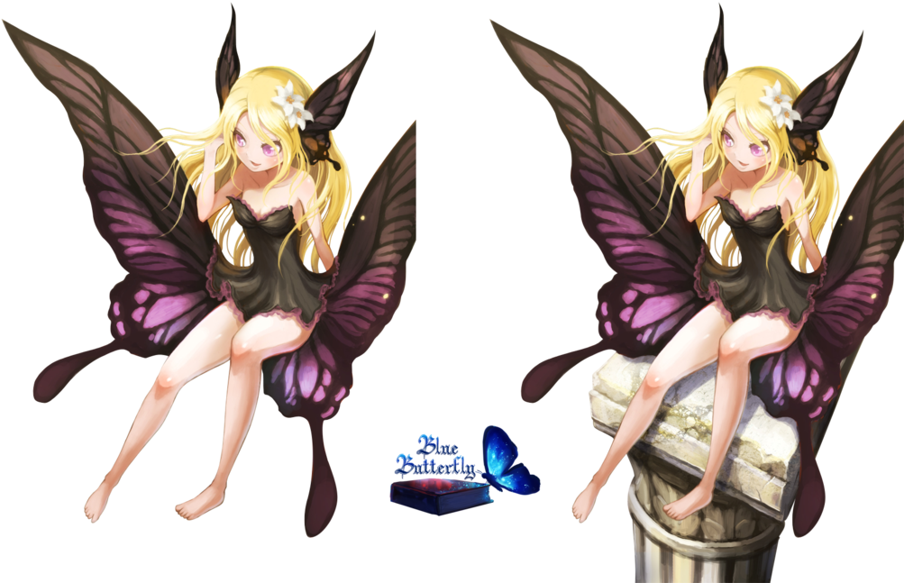 <b>anime</b> Cat <b>girl</b - Butterfly Anime Girl Render (1024x690)