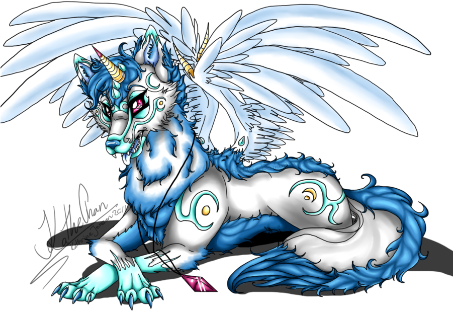 Fantasy Winged Wolf Wallpaper - Half Unicorn Half Wolf (900x675)