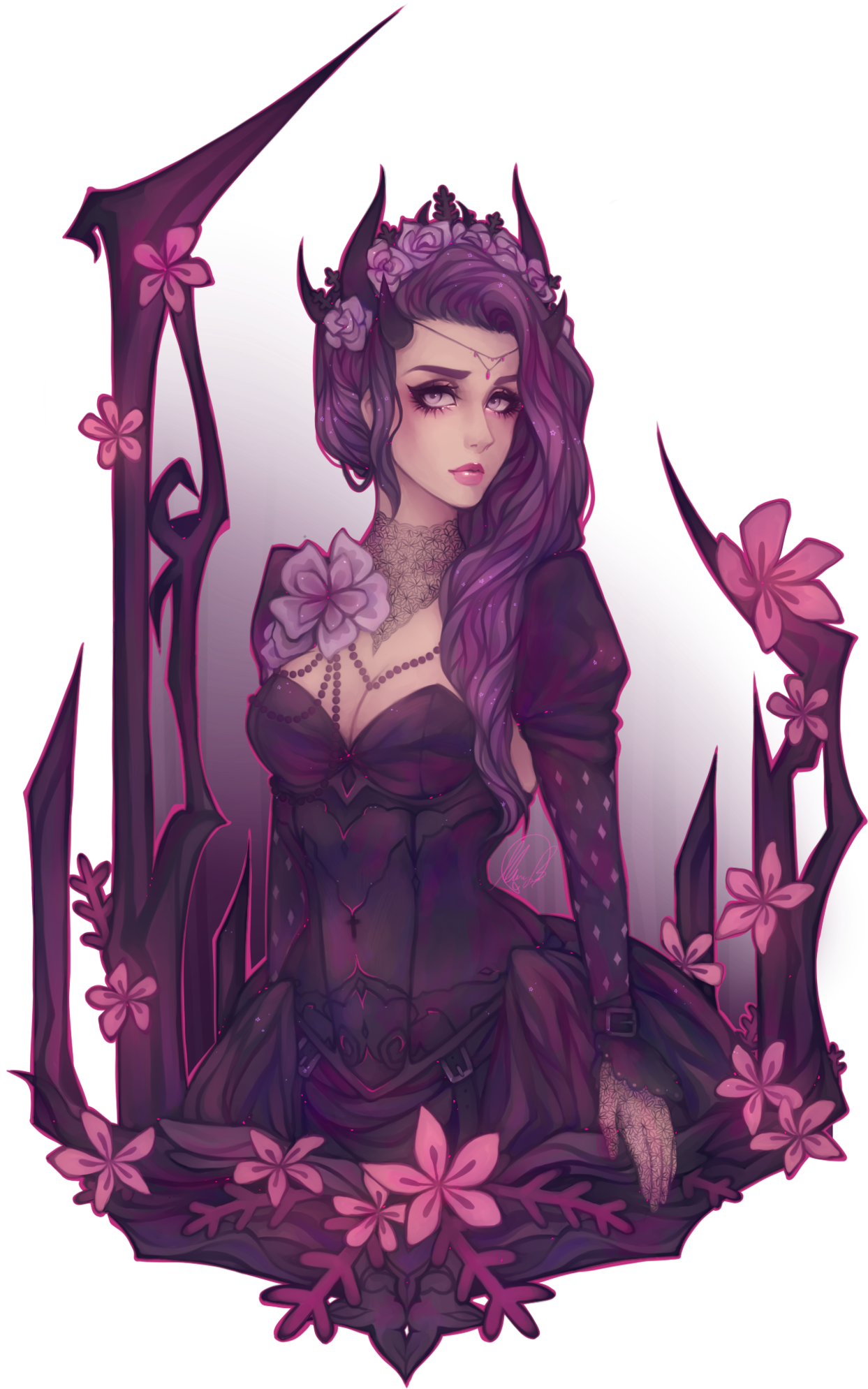 Hello, I'm Violet Deathstar - Anime Girl With Purple Hair Demon (1280x1998)