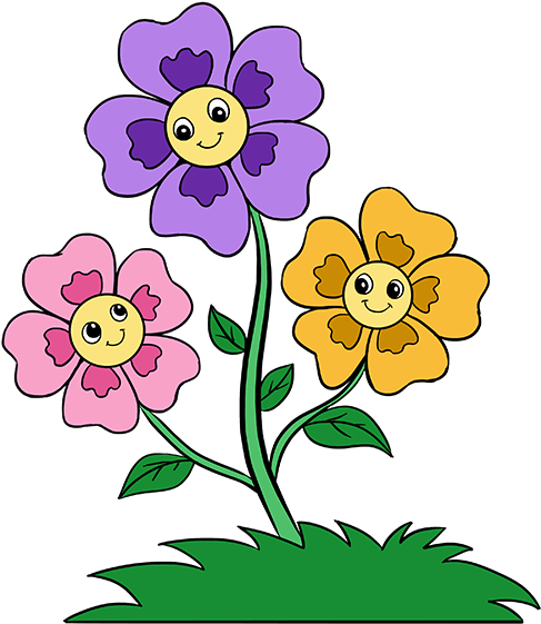How To Draw Cartoon Flowers Easy Step By Step Drawing - Flower Cartoon (678x600)