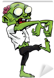 Cartoon Zombie With Exposed Brain Wall Mural • Pixers® - Vinyl Sticker Decals Zombie Walking Sports Bike (14 (400x400)