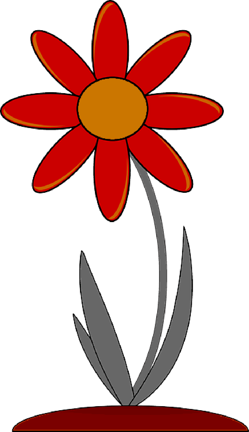 Red, Outline, Drawing, Plants, Flower, Flowers, Cartoon - Flower Clipart Gif (800x1387)