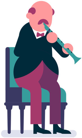 Orchestra Flutist Cartoon Transparent Png - Orquesta Vector (512x512)