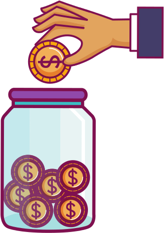 Hand Saver With Glass Jar And Coins Money - Glass (550x550)