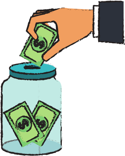 Hand Saver With Glass Jar And Bills Money - Vector Graphics (550x550)