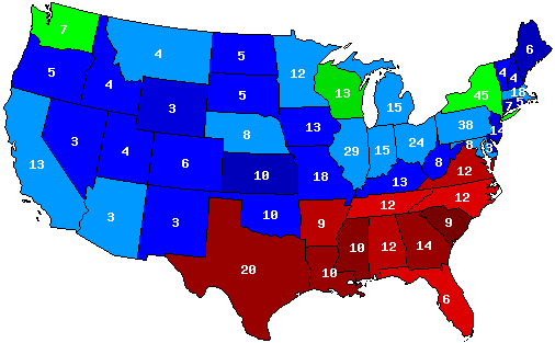 1920 Electoral Vote Map - Al Gore V George Bush (506x313)