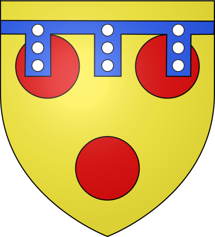 Arms Of Later Earls Of Devon, With The Label Azure - Courtenay Coat Of Arms (440x484)