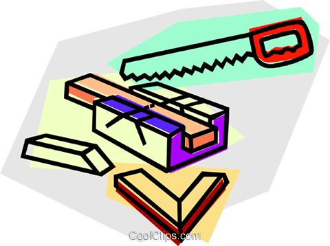 Handsaw And Miter Box Royalty Free Vector Clip Art - Soporte Cortador (480x358)