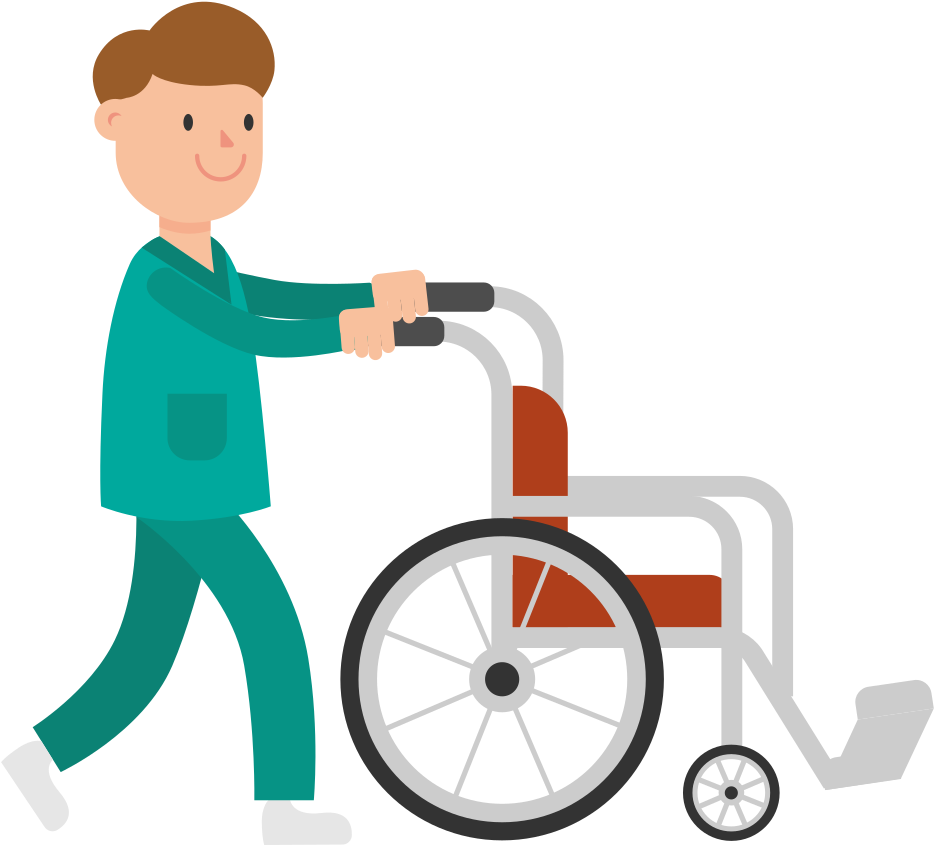 Open - Cartoon Wheelchair And Nurse (2000x1125)