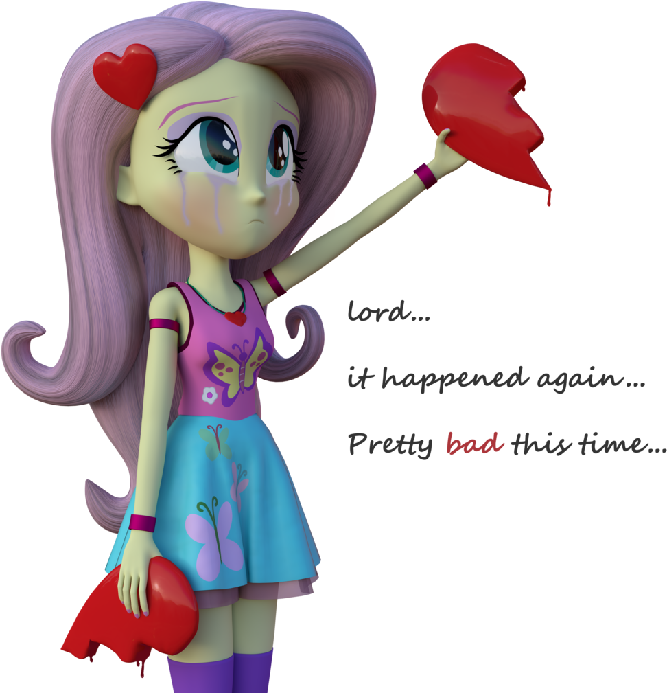 You Can Click Above To Reveal The Image Just This Once, - Mlp Fluttershy Broken Heart (1011x1024)