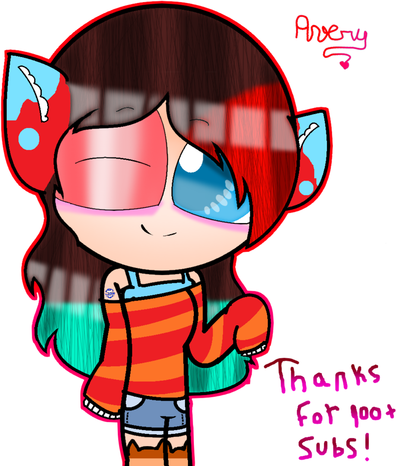 Tnx For 100 Subs By Averytheneko13 - Cartoon (824x970)