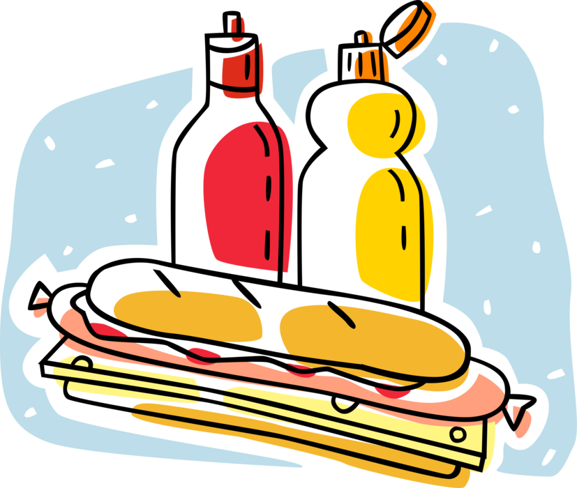 Vector Illustration Of Sea Submarine Or Hero Sub Sandwich - Hoagie Sandwich (827x700)