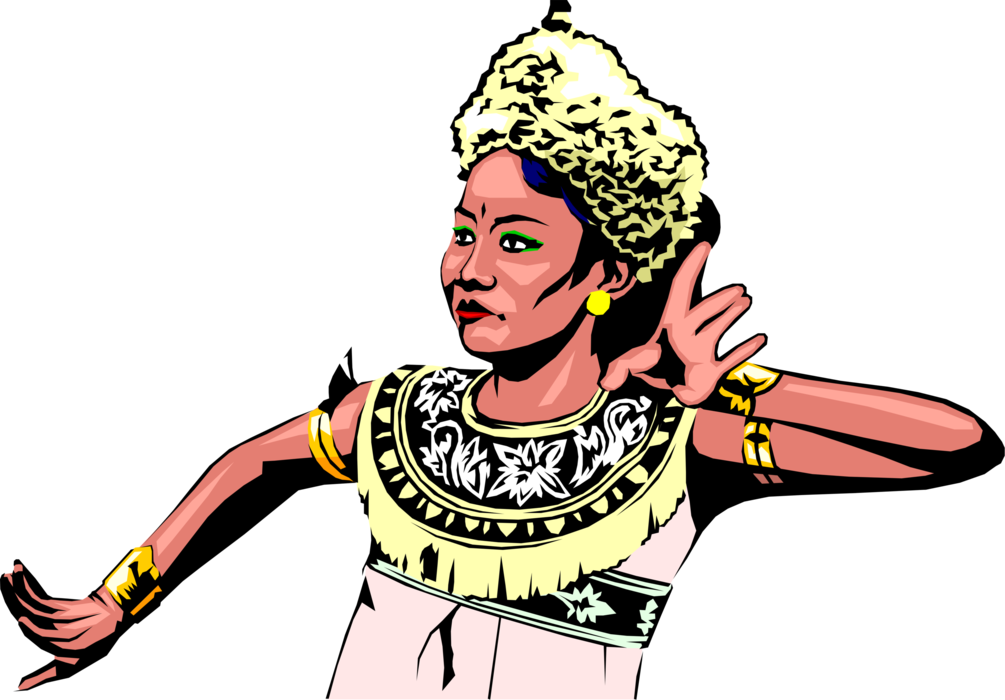 Vector Illustration Of Indonesian Woman Performs Traditional - Indonesian Traditional Dance Vector (1005x700)