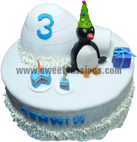 Penguin Igloo Cake - Birthday Cake (542x500)
