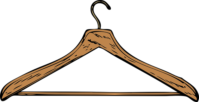 Hanger Wooden Brown Clothing Coat Wood Clo - Clothes Hanger Clip Art (662x340)