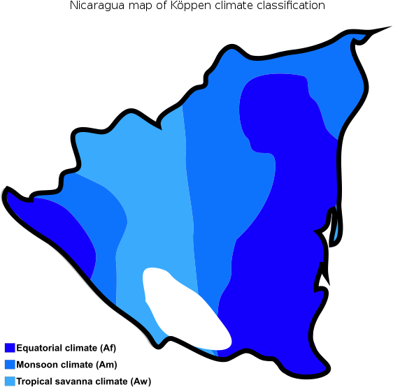 Nicaragua Map Of Köppen Climate Classification - Climate Regions Of Nicaragua (600x600)