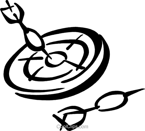 Darts In Dartboard Royalty Free Vector Clip Art Illustration - Dart Draw Png (480x434)