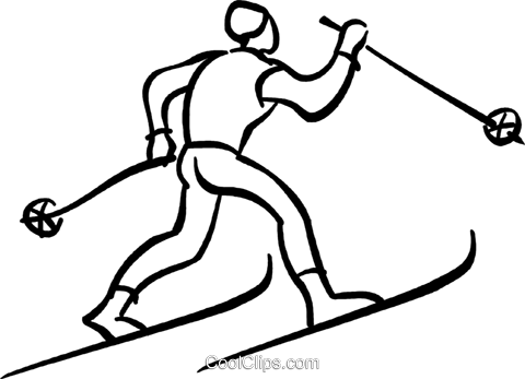 Cross Country Skiing Royalty Free Vector Clip Art Illustration - Line Art (480x347)