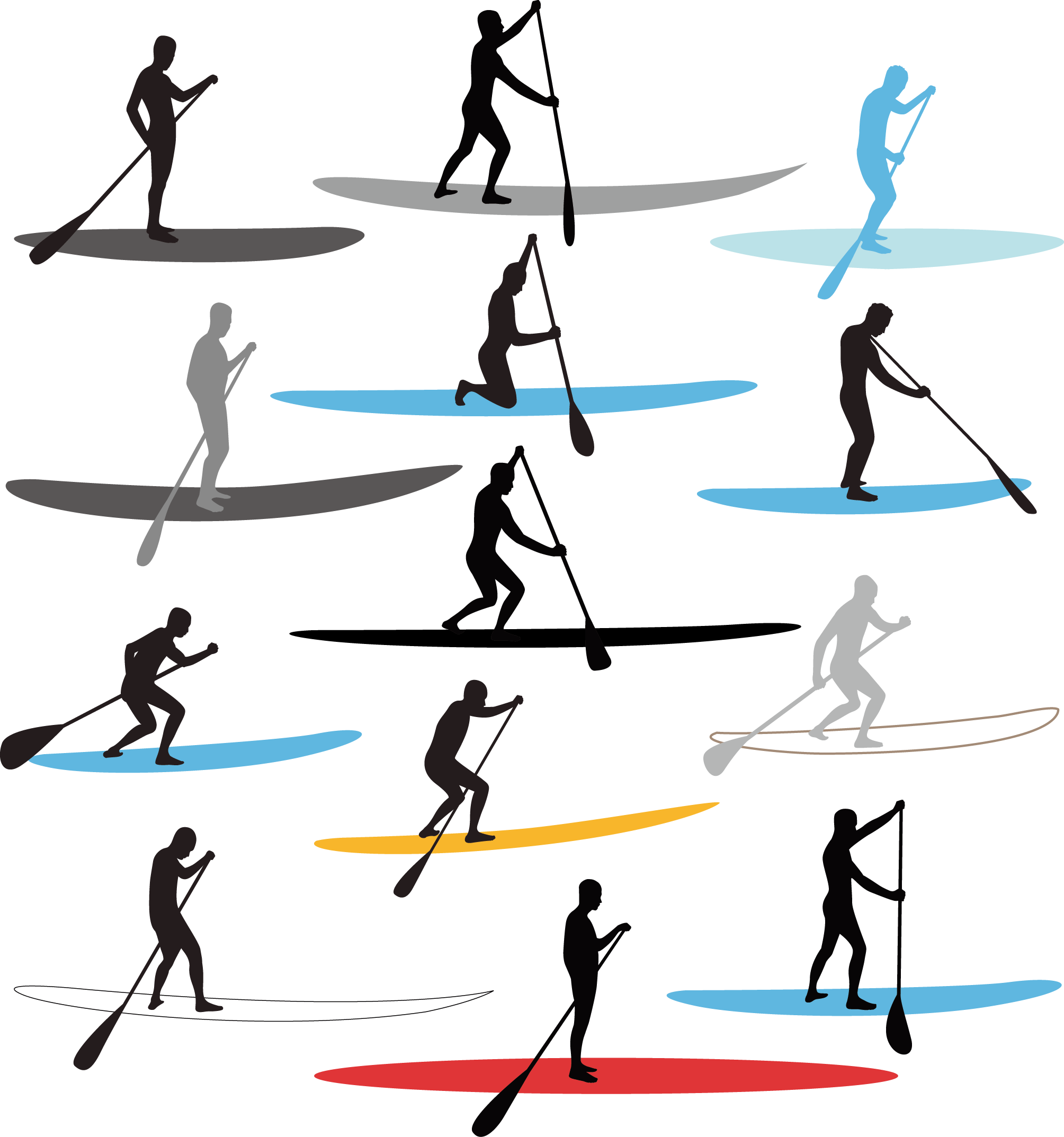 Standup Paddleboarding Clip Art - Stand Up Paddle Board Position (2009x2147)