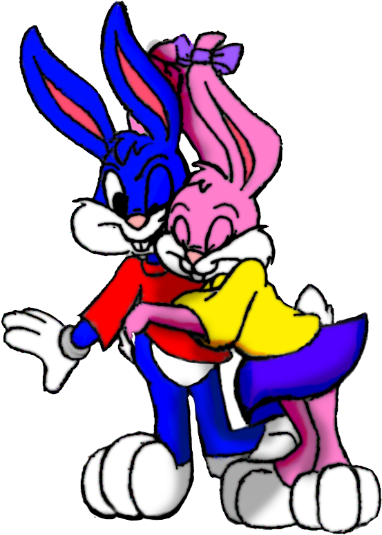 Babs And Buster Bunny Kiss - Cartoon (831x962)