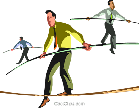 Businessmen Walking A Tight Rope Royalty Free Vector - Illustration (480x374)