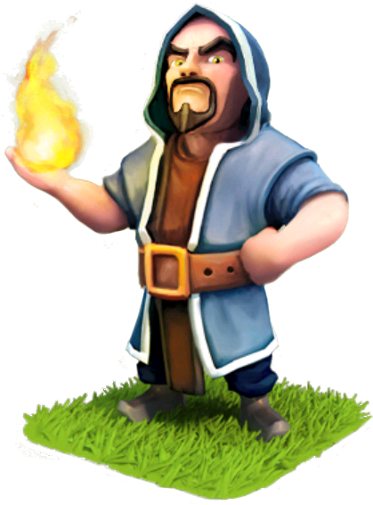 Clash Of Clans Clipart Wizard - Clash Royale Fire Wizard (418x574)