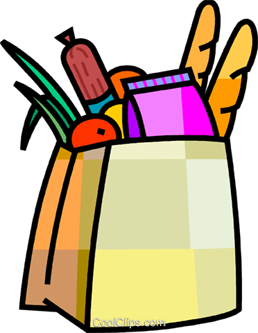 Grocery Store Items Royalty Free Vector Clip Art Illustration - Shopping Bags Clip Art (372x480)