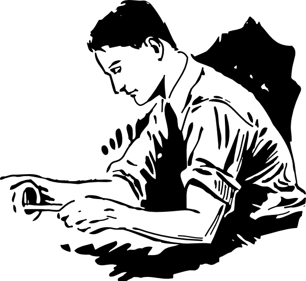 Free Vector Handy Man Fixing Clip Art - Working Man Clipart Black And White (600x552)