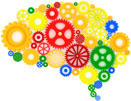 Clip Art Photo Of Brain Made Up Of Colorful Gears - Exercises For The Brain And Memory : 70 Neurobic Exercises (500x384)