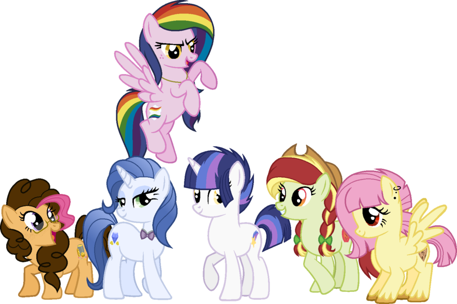 Mane 6 By Bluerainipony - My Little Pony New Mane 6 (900x598)