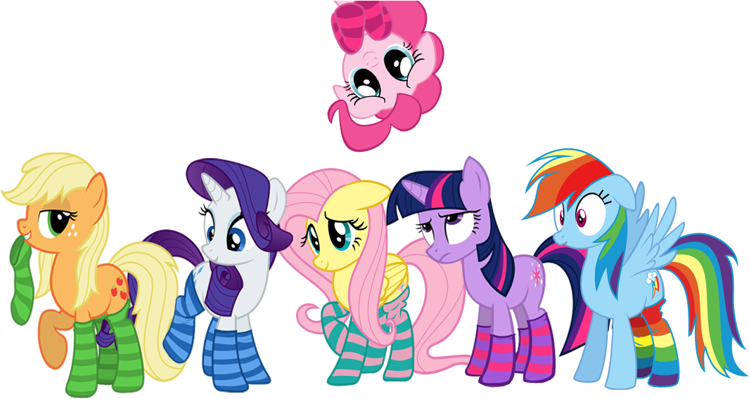 Flare-chaser, Clothes, Fluttershy, Mane Six, Pinkie - My Little Pony With Socks (1231x688)