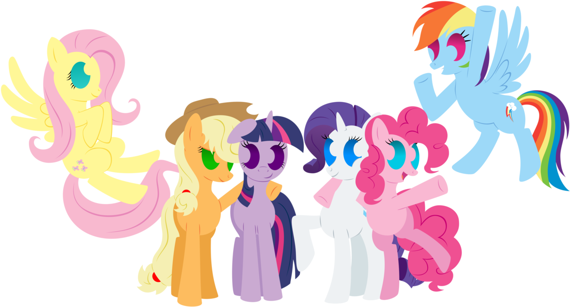 Mane 6 Minimal By Flamevulture17 - Mlp Mane Six Base Minimal (1153x692)