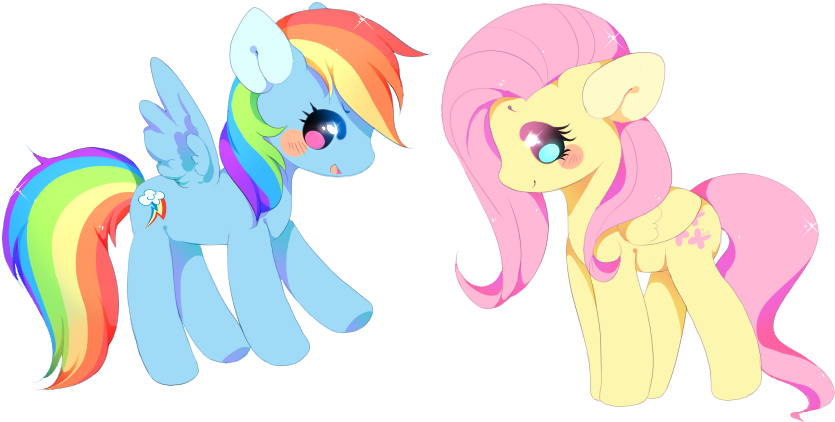 Rainbow Dash And Fluttershy By Cutie Pie Neko - Rainbow Dash (850x428)