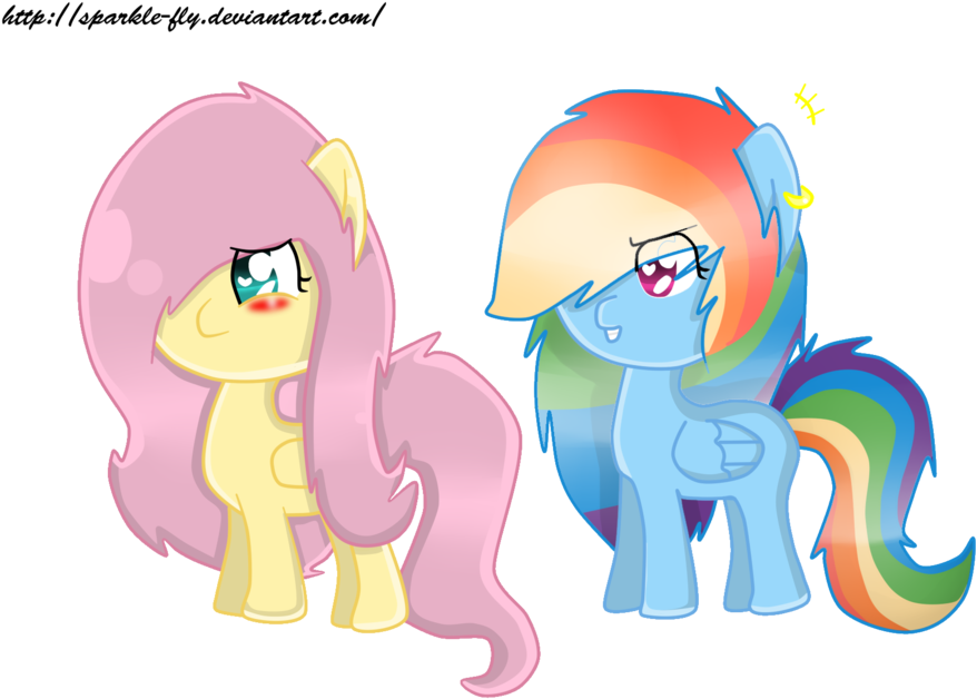 Mlp Chiribi Rainbow Dash And Fluttershy By Sparkle-fly - Cartoon (1024x669)