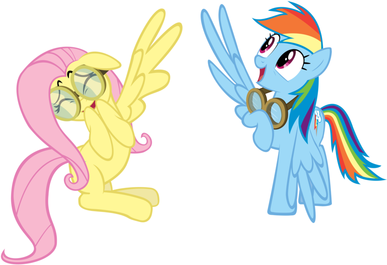 Fluttershy And Rainbow Dash High Wing By Geonine - Rainbow Dash And Fluttershy Png (900x638)